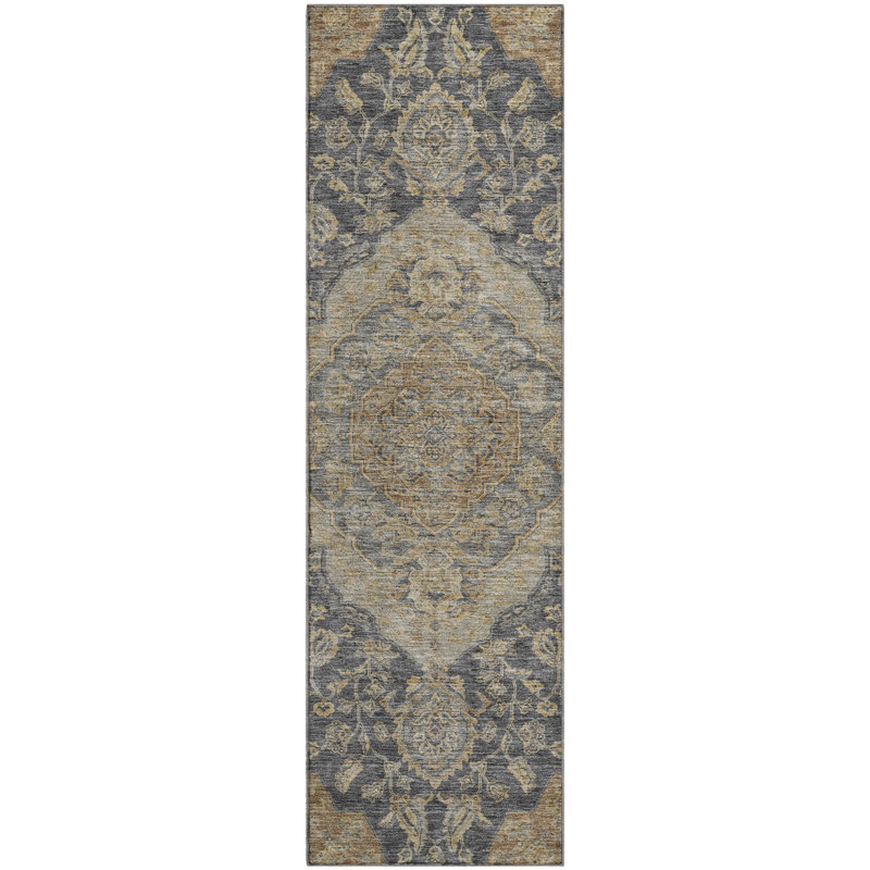 Premium Machine Washable Gurubaksh AMF1151 Global Rug, Tapis de couloir 2 pi 3 po x 7 pi 6 po