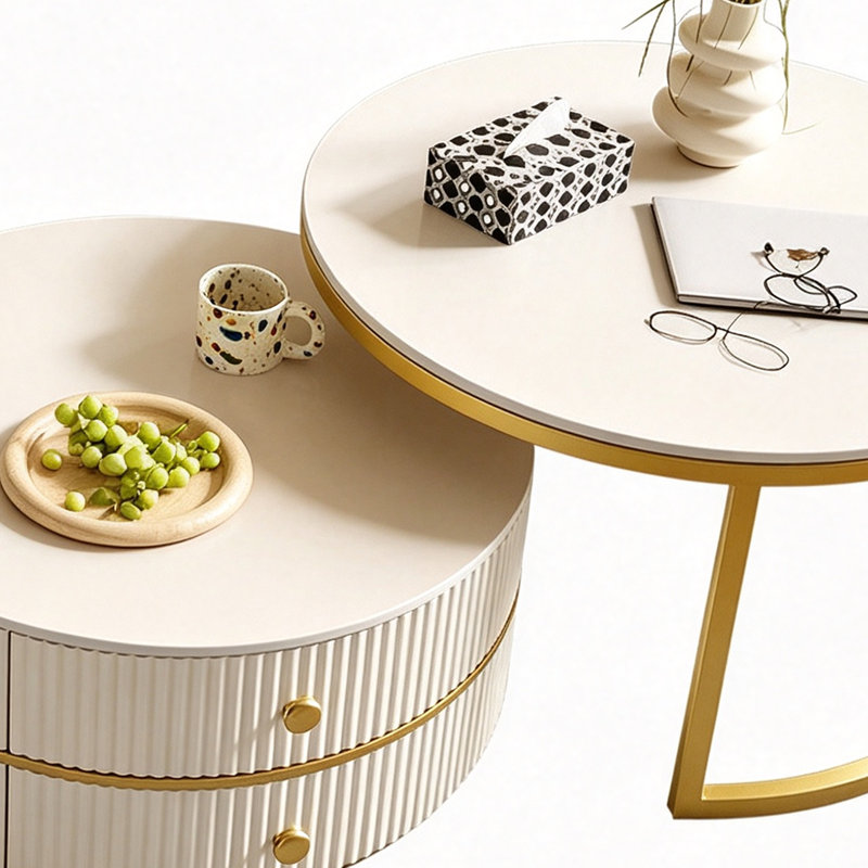 Bourgeoise, H 17,71 po x L 27,55 po x l 27,55 po, White, Doré / Blanc