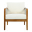 Ensemble de 2 fauteuils club d'extérieur, structure en bois d'acacia avec dossier en corde, coussins beiges hydrofuges pour patio / cour arrière / terrasse, finition teck-965947444