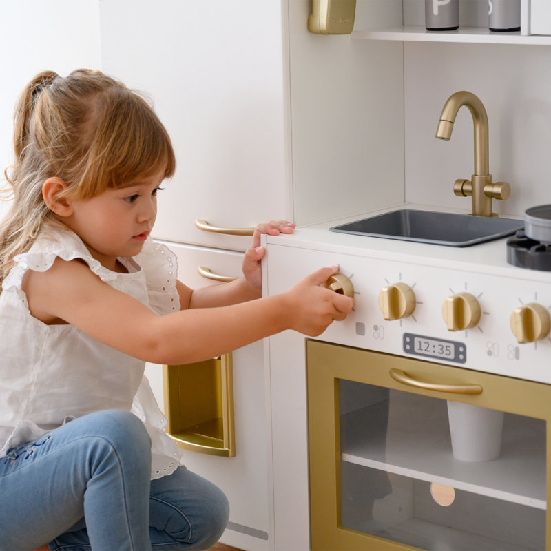 Little Chef Medium Wooden Kitchen Set w/ 11 Accessories, White