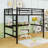 Metal Loft Bed With Desk, Charging Station And LED Lights-572652792