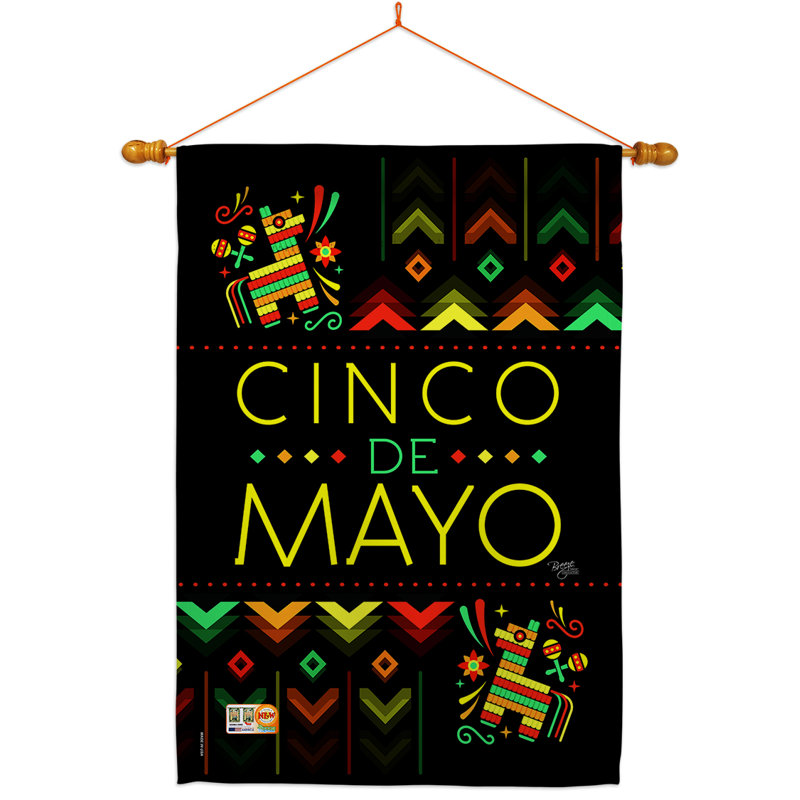 Double Sided 40 in. H x 28 in. W Polyester Cinco de Mayo Flag set