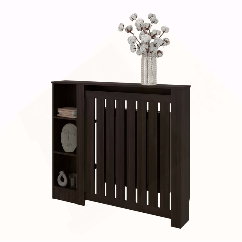 Armoire pour radiateur, 3 tablettes, wengé noir, Black