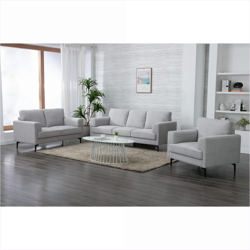 Chaise d'appoint rembourrée en lin gris clair Kyren