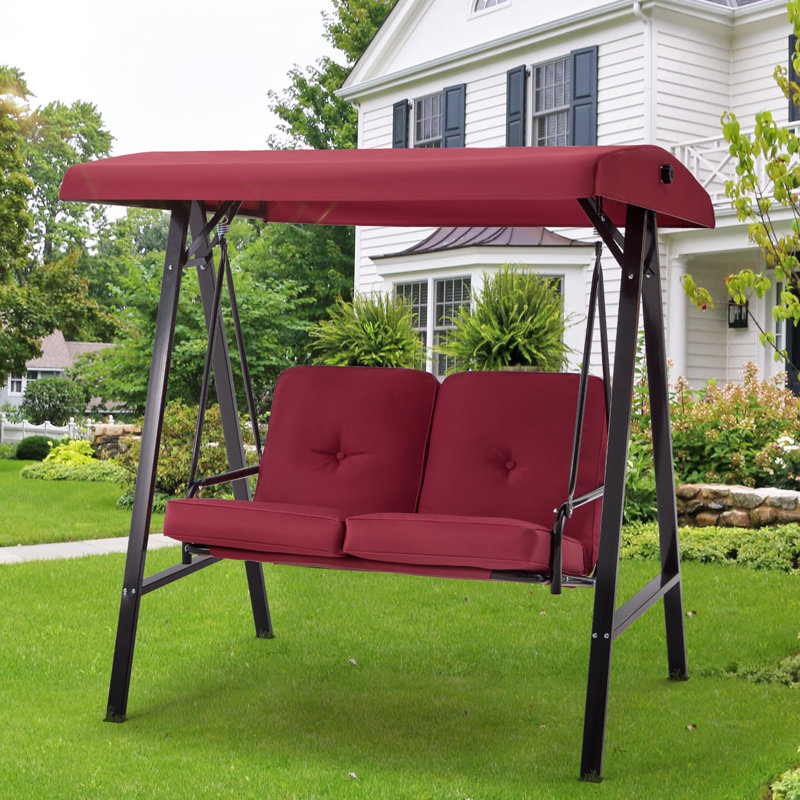 2 Person Porch Swing with Canopy, Wine Red