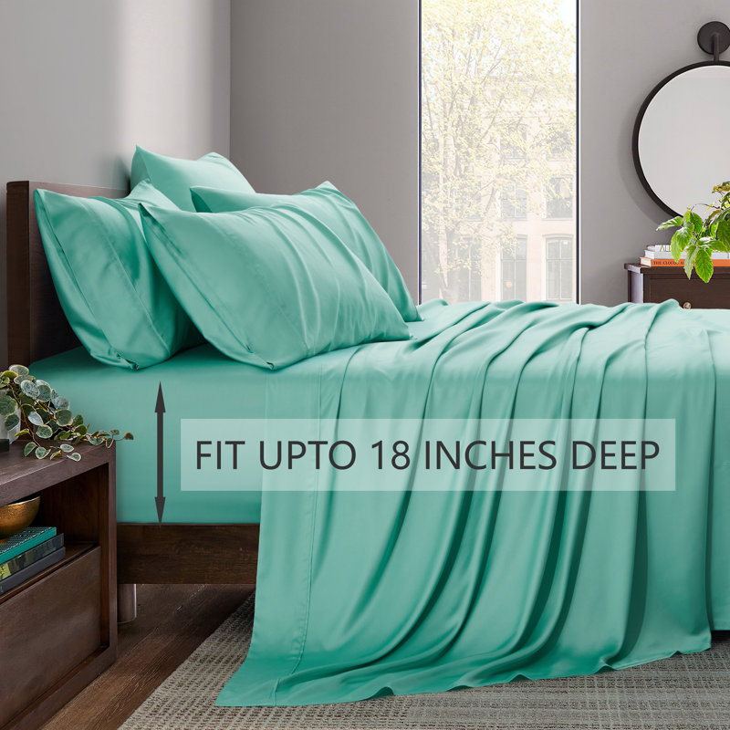 Sage Green Bamboo Cotton Full Deep Pocket Sheet Set