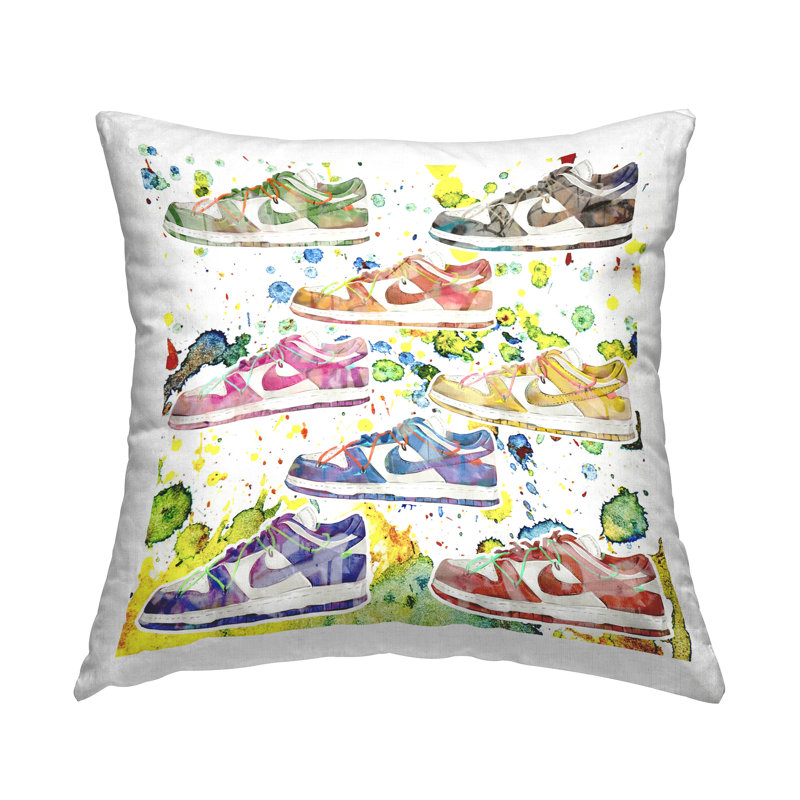 Paint Splatter Sneakers Decorative Printed Throw Pillow Design by Ziwei Li