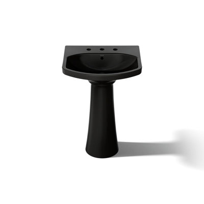 Cimarron 26.81" Vitreous China U-Shape Pedestal Bathroom Sink with Overflow