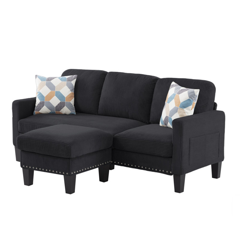 Canapé modulaire large 72,64 po, Noir