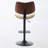 Mid Century Modern Adjustable Counter Height Black Leather Upholstered Bar Stools-21938034-21938039
