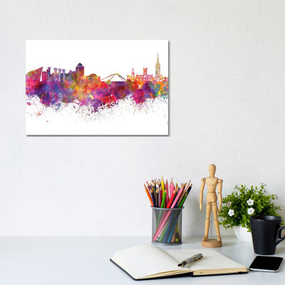 Coventry Skyline In Watercolor by Paul Rommer - Gallery-Wrapped Canvas Giclée on Canvas