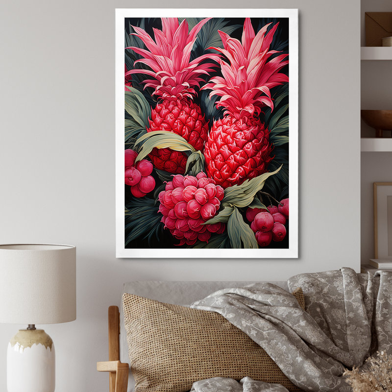 Rustic Pink Pineapple Canvas Print with White Frame, 20" x 12"