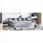 Structure de lit moderne en bois massif simple TG avec armoires de rangement intégrées et ports de charge USB, gris froid