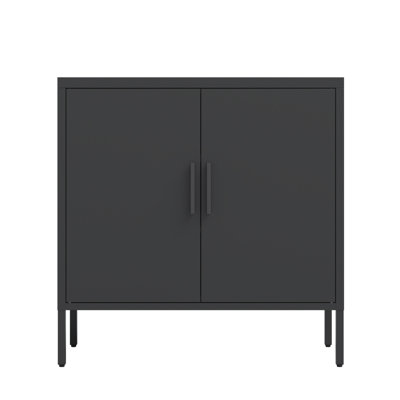 Metal Storage Cabinet With 2 Doors And 2 Adjustable Shelves, Steel Garage Storage Cabinet, Metal File Cabinet For Home Office School Gym,