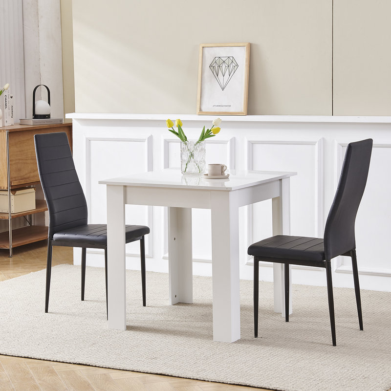 Dining Set, Black Leather Line Chairs#2