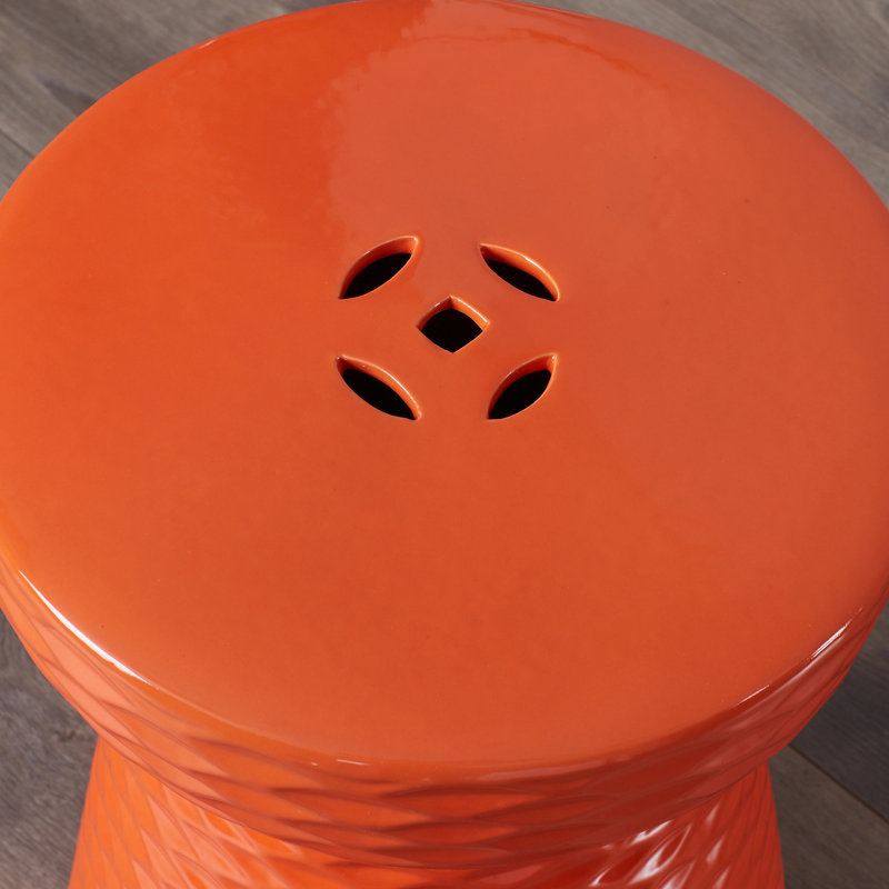Verne Ceramic Accent Stool, Orange