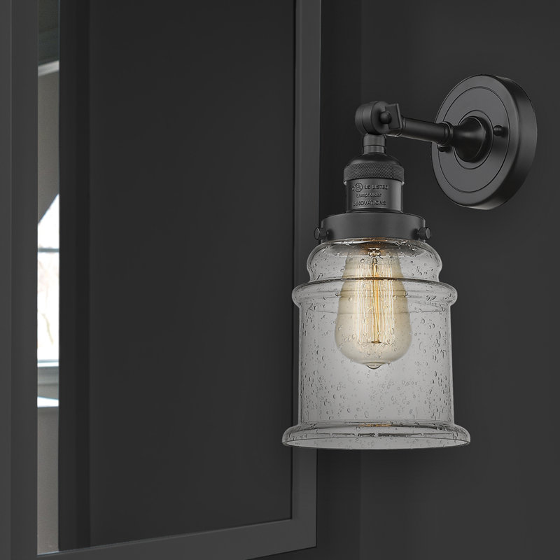 Galaviz Dimmable Bath Sconce, Matte Black, Seedy, 6 Watt Vinage LED Bulb