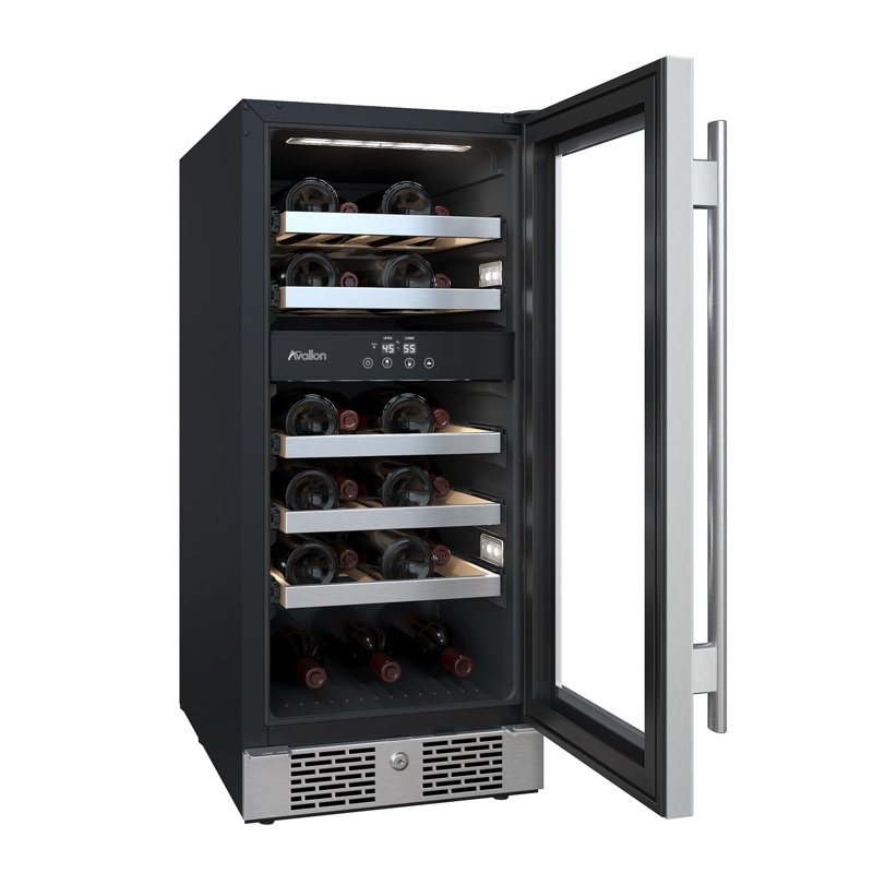 23 Bottle and 8 Can Dual Zone Built-In Wine Refrigerator, Left Handed