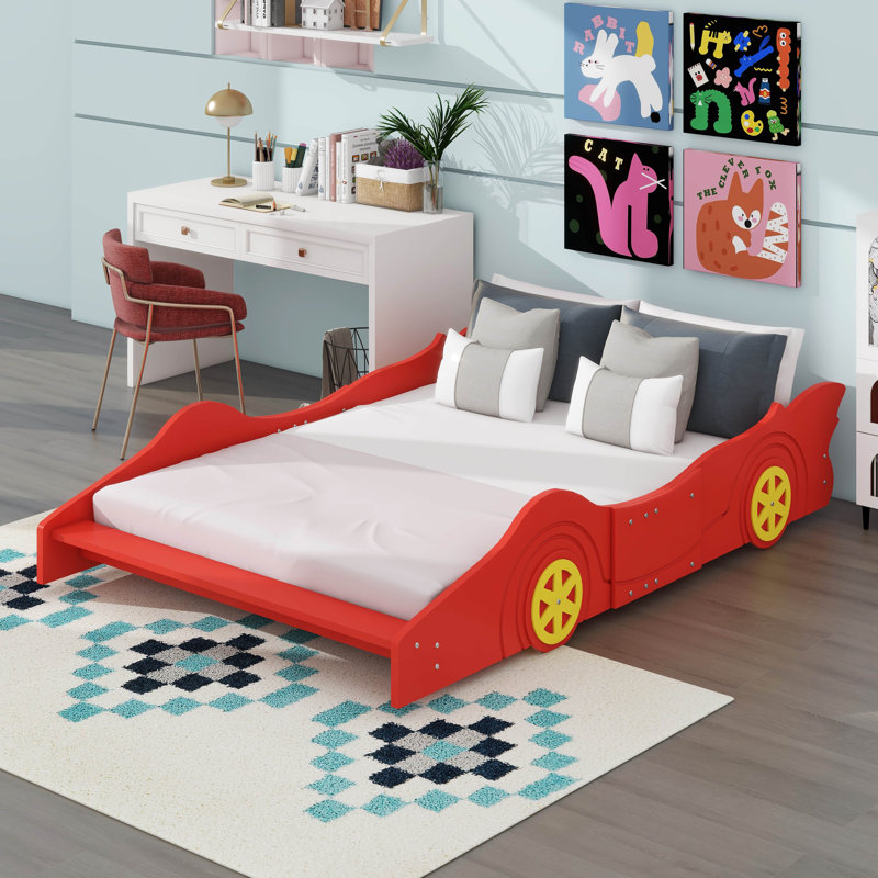 Race Car-Shaped Bed, Red, Full