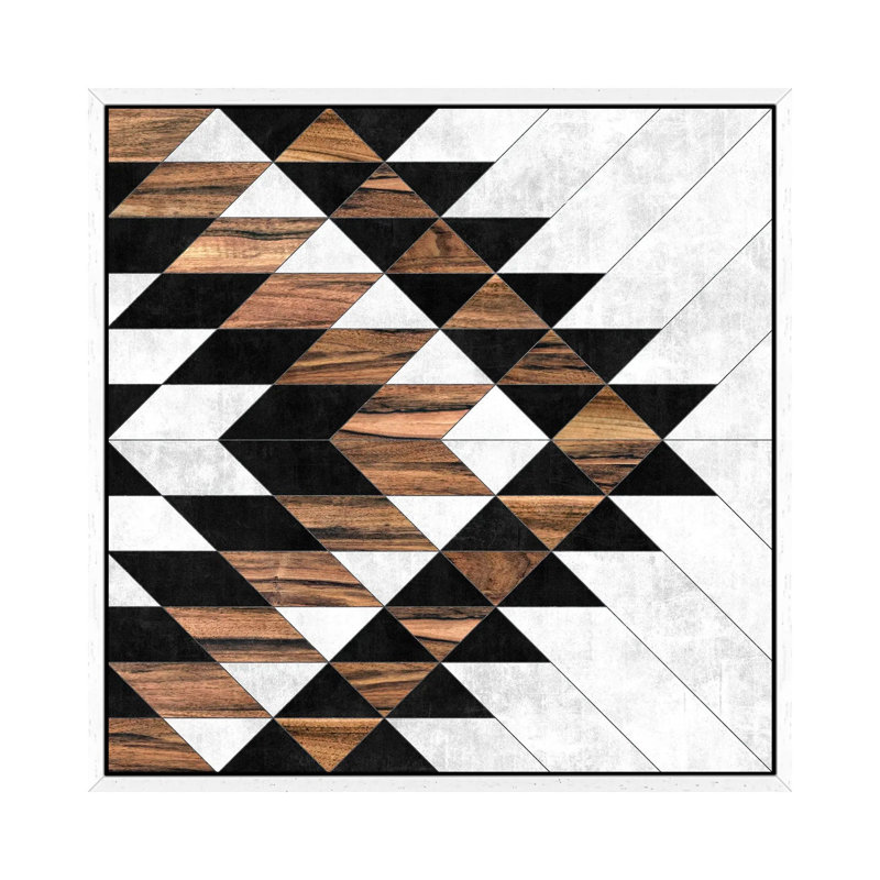 Urban Tribal Pattern No.9 by Zoltan Ratko - Print on Canvas, 45.72 cm H x 45.72 cm W, White Framed