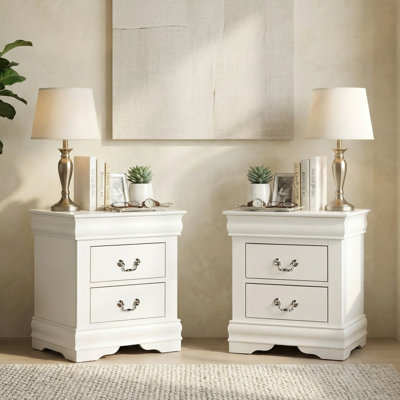 23.5" W 2-Drawer Nightstand Set of 2, Large Bedside Table With Storage Space For Bedroom (Set of 2)