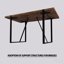 Table de salle à manger 55 po à grain de bois rustique avec supports en métal, facile à assembler