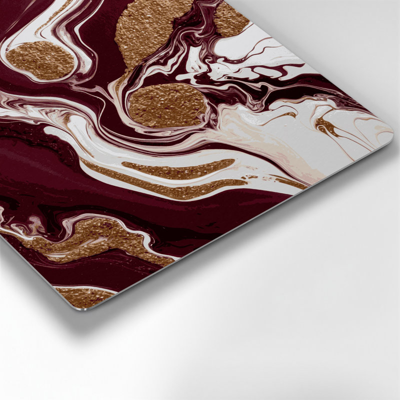 Art mural abstrait en métal rouge 81, 16" H x 16" W