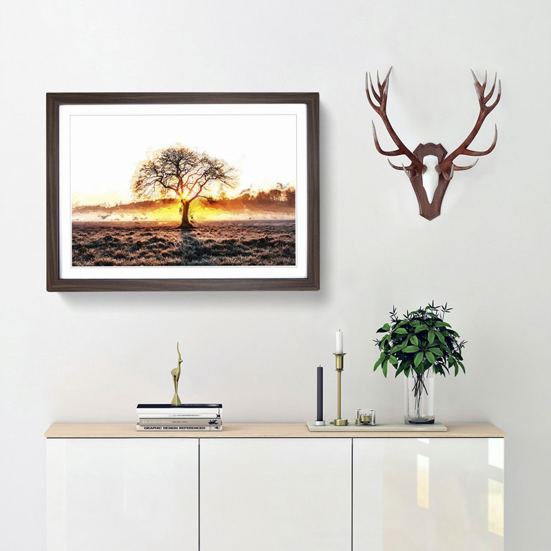 Sunlight Through the Oak Tree in Abstract - Framed Print, Walnut Framed, 62cm H x 87cm W x 2cm D