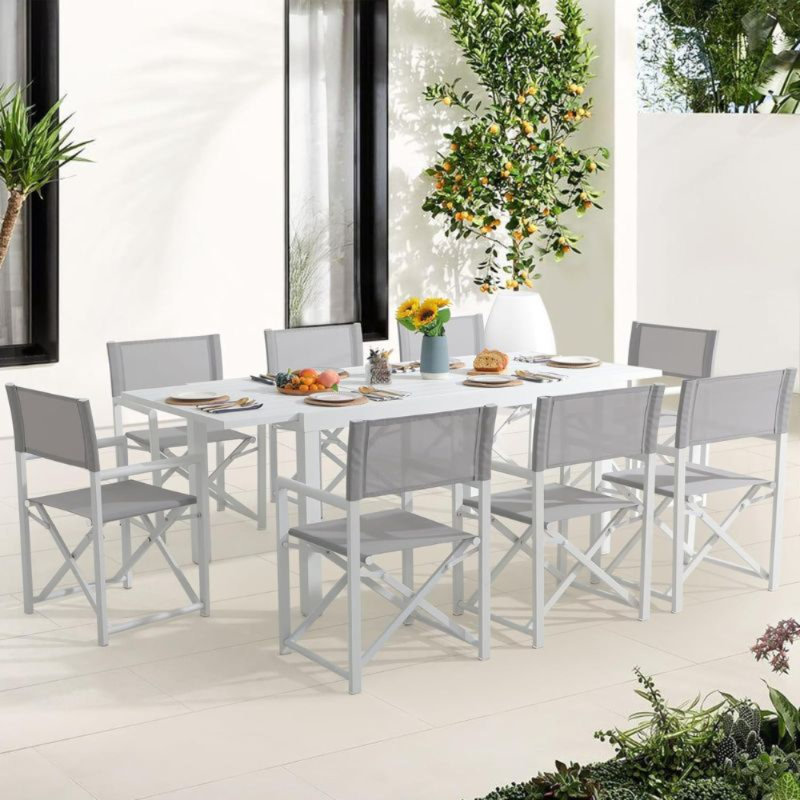 EXPANDABLE DINING TABLE WITH FOLDING CHAIRS