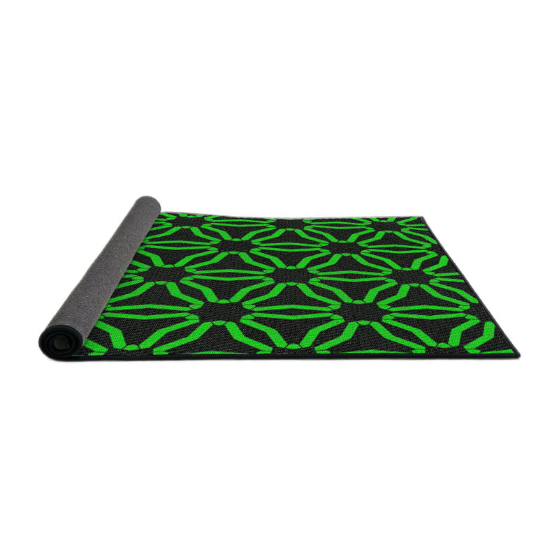 Tapis vert/noir à motifs, Rond 8 pi