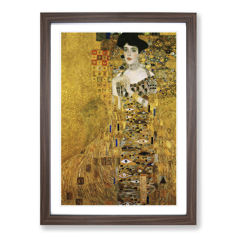 Adele Bloch-Bauer by Gustav Klimt - Picture Frame Painting on MDF, 36cm H x 27cm W x 2cm D, Walnut Framed