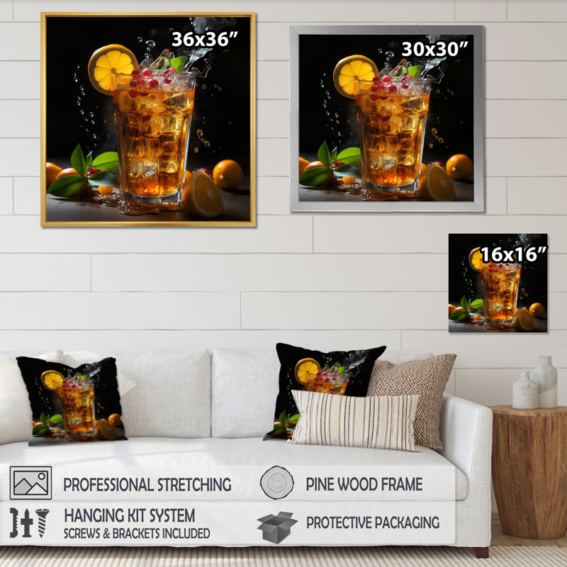 " Spirited Beverage II ", Black Single Picture Framed, 24" H x 24" W x 1" D