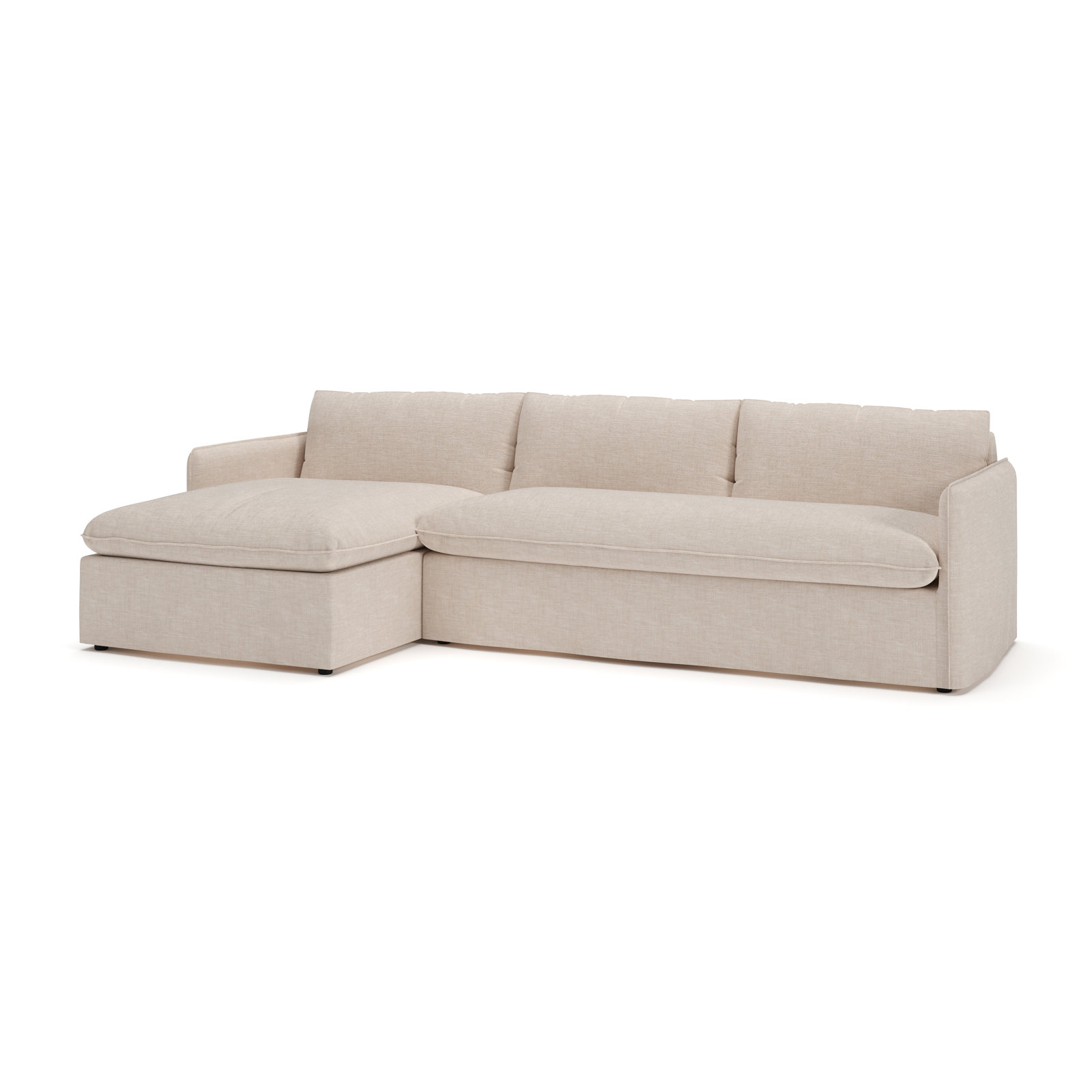 Bellatrix Sectional with Chaise, Lena Sand Performance Linen Blend, Left Hand Facing