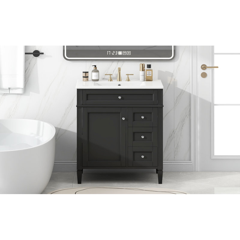 Meuble-lavabo de 30 po avec lavabo supérieur, Noir