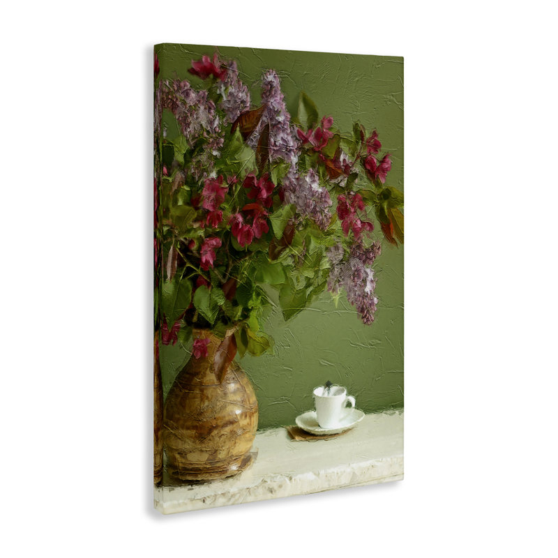 Fleurs et tasse de thé, art mural par Sundance Group, LLC., H 45 po x l 30 po