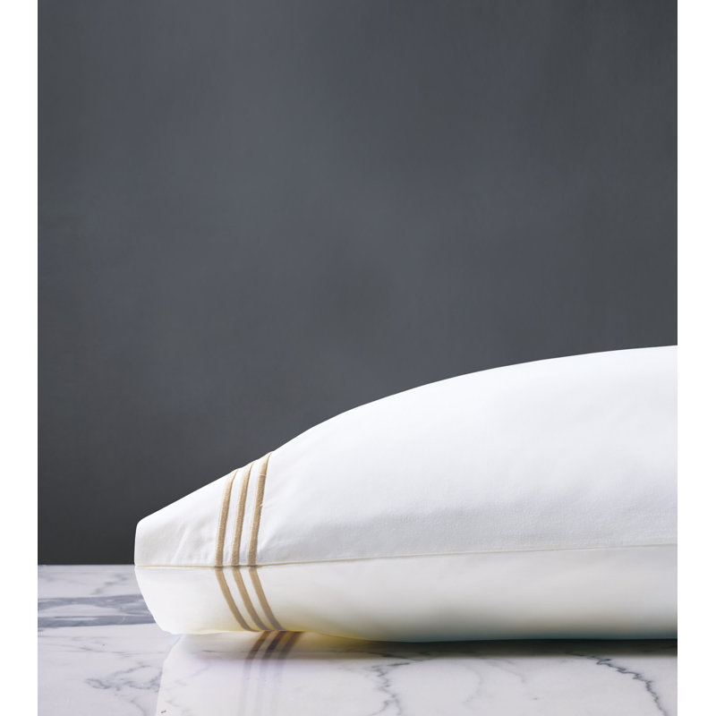 Tessa Egyptian Cotton Pillowcase, Standard Pillowcase, White/Bisque
