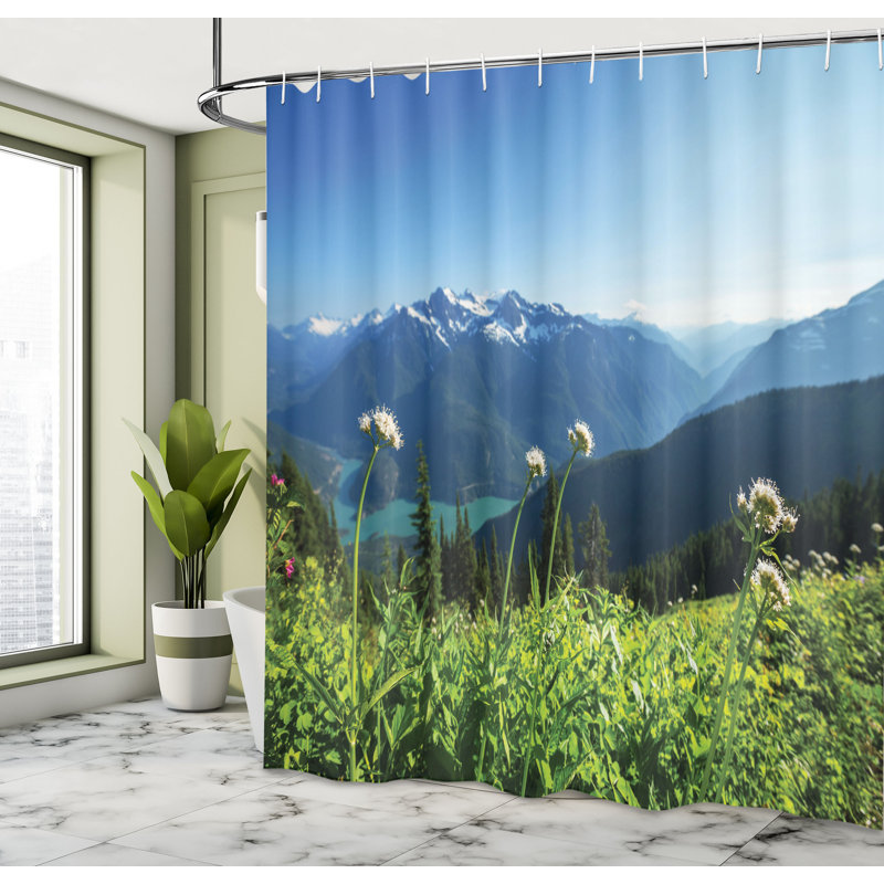 Ensemble de rideau de douche et crochets Nature, H 70 po x l 69 po