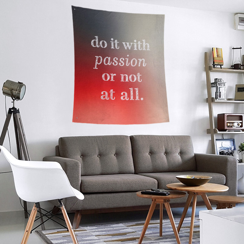 Tapisserie en polyester pour citation de passion, H 27,5 po x l 37,5 po, Blanc / Rouge