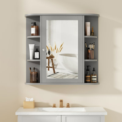 Armoire de salle de bain avec miroir et amplement de tablettes de rangement