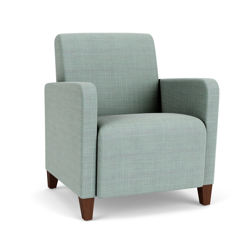 Fauteuil d'invité de réception Ravenna, Bois de noyer, Chambray écume de mer, Non inclus