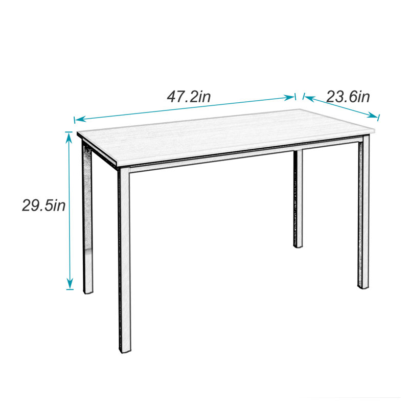 Rockett Metal Base Writing Desk, White/White, 29.5" H x 47" W x 23.6" D