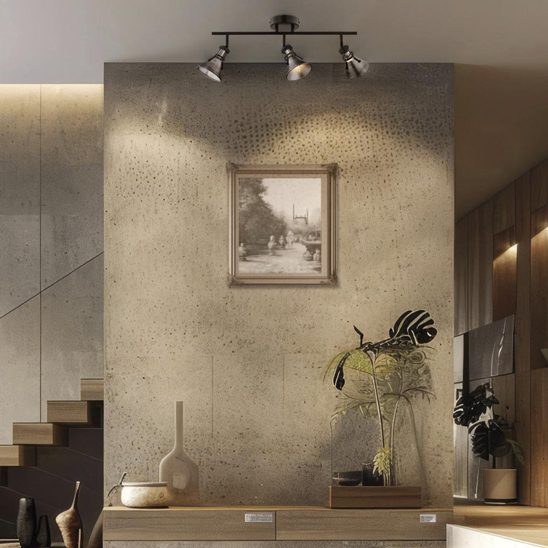 Matte Black & Charcoal Patina 3-Light Track Lighting