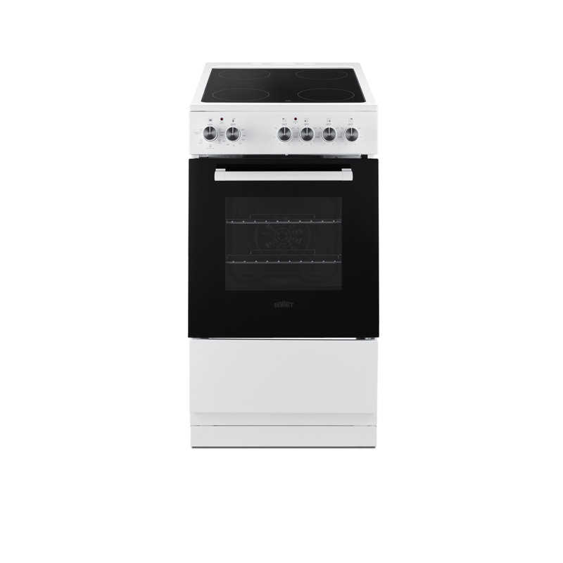 Summit Appliance 20" W Electric Smooth-Top Range, White/Black