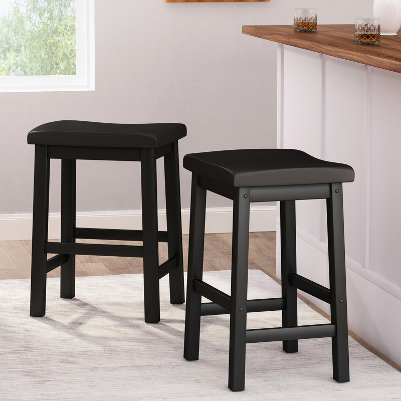 Black Wood 24In Saddle Counter Stool, Serving Area Marvelous, 17.13In D X 14.31In W 24.22In H, 12.3Lb Stool In Wood, Attraction, D, W, Weight