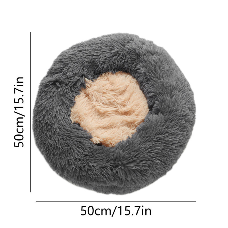 Lit rond moelleux doux pour animaux 15,7 x 15,7 po pour petits chiens lavable et antidérapant, noir, Noir