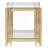 Wood Console Table with  Glass Top, Golden Stainless Steel-1468306356