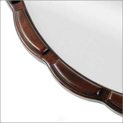 Miroir mural rustique rond en bois avec cadre sculpté pour la décoration intérieure