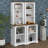 Two-Piece Tall Curved Bookshelf, Freestanding Tall Cabinet With Fully Open Storage, Stylish Display Shelf With Anti-Tip Device-440552638