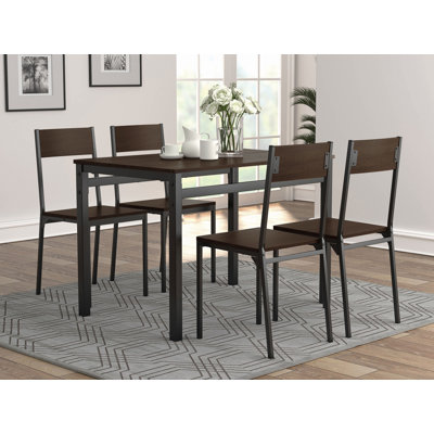  Lana 5-piece Rectangular Dining Set Dark Brown and Black
