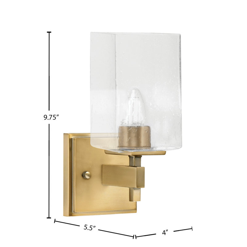 Headland Wall Sconce Shown With 4" Square Clear Bubble Glass, Brass